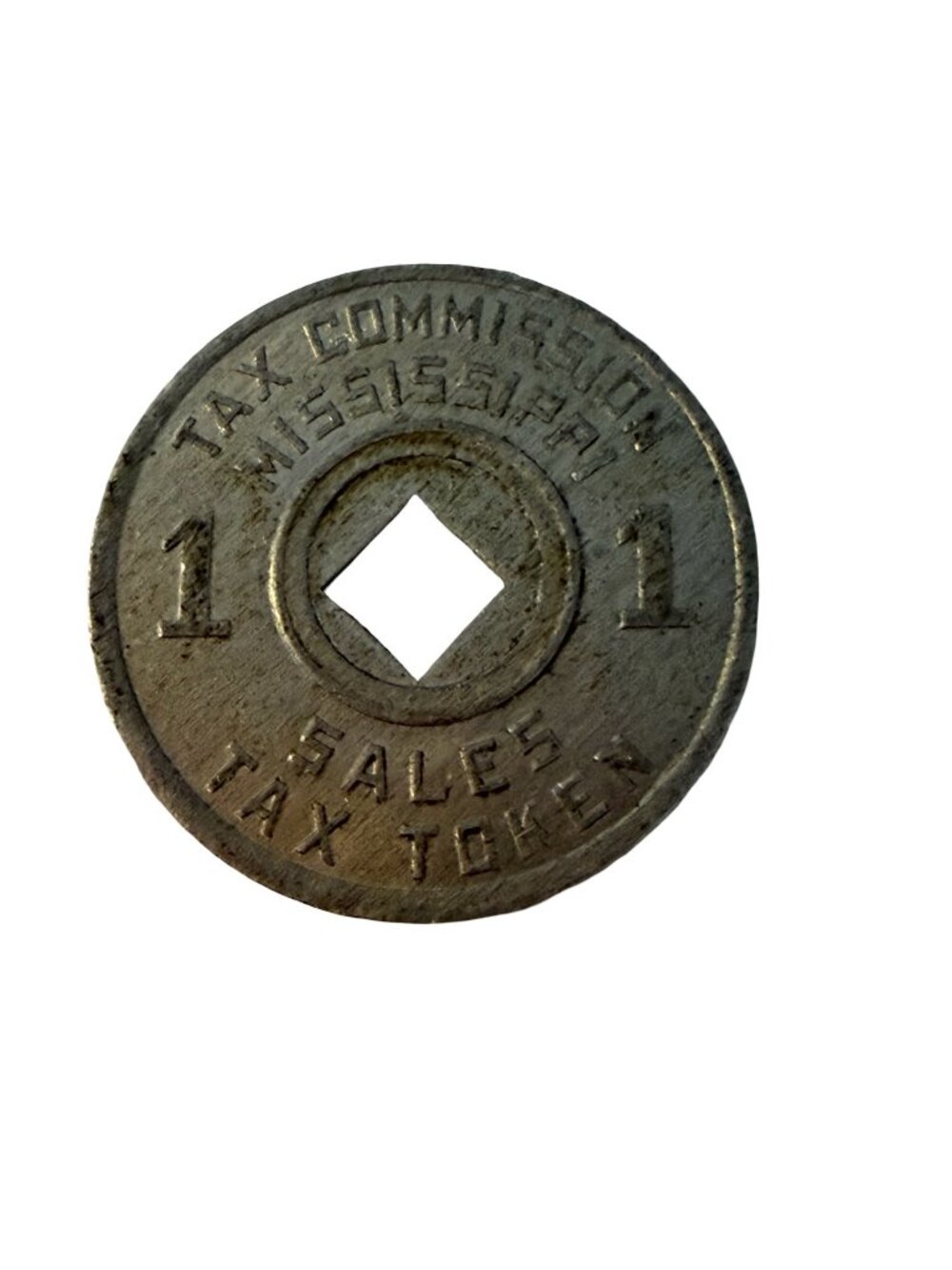 Vintage Tax Commission Sales Tax Token 1 Mill Metal Tax Token Square Hole Collec
